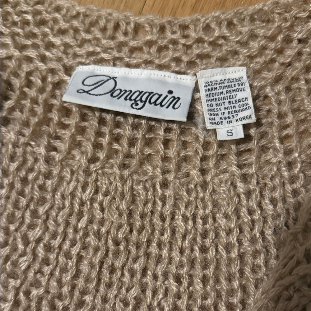 Vintage Tan Women's Knit Cardigan Vest - Picture 2 of 6